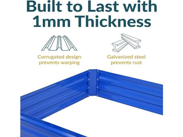 Sunnydaze Galvanized Raised Garden Bed - Metal Raised Bed for Gardening - Outdoor Planter Box for Flowers, Plants, and Vegetables - Blue - 12 H Square