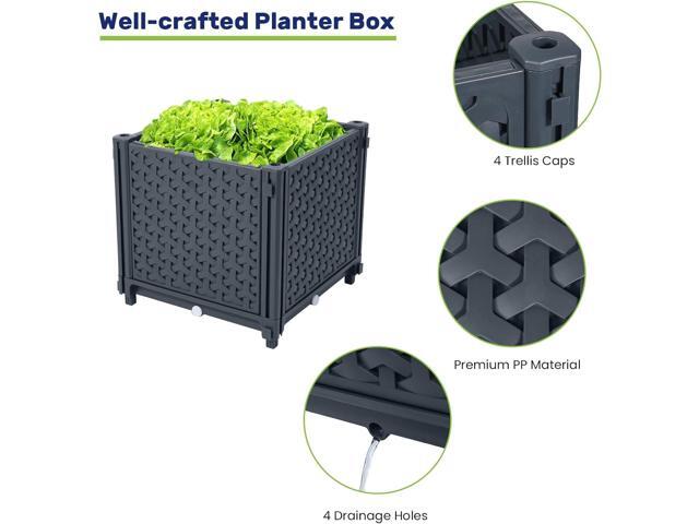 LINEX Raised Garden Bed Planter Box with Trellis, 41.3 Tomato Planters for Climbing Plants Vegetable Vine Flowers Outdoor Patio, Tomatoes Cage...