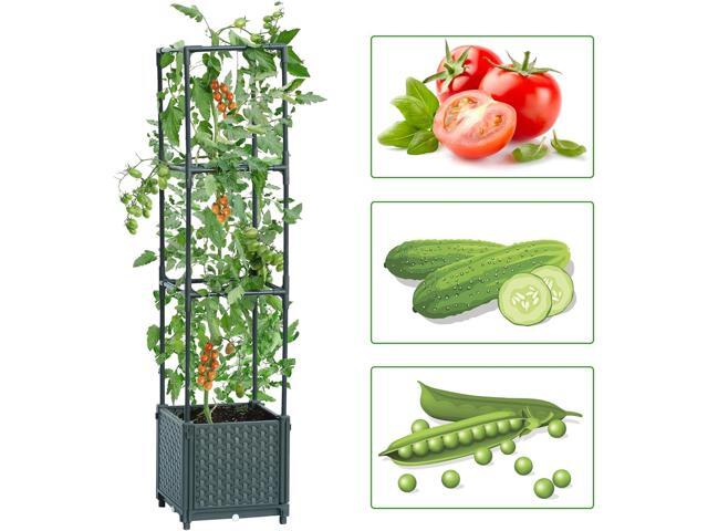 LINEX Raised Garden Bed Planter Box with Trellis, 41.3 Tomato Planters for Climbing Plants Vegetable Vine Flowers Outdoor Patio, Tomatoes Cage...