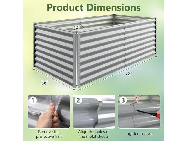 Giantex 6x3x2ft Raised Garden Bed, Large Metal Elevated Rectangular Planter Bed, 271 Gallon Capacity, Outdoor Planting Garden Box for Vegetable...