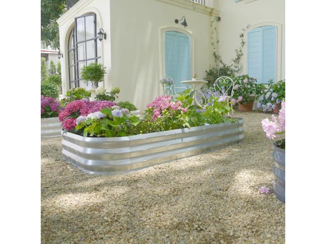 Galvanized Raised Garden Bed Kit, Large Metal Raised Garden Beds for Vegetables, Galvanized Planter Raised Garden Boxes Outdoor (Silver)