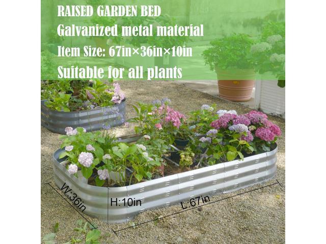 Galvanized Raised Garden Bed Kit, Large Metal Raised Garden Beds for Vegetables, Galvanized Planter Raised Garden Boxes Outdoor (Silver)