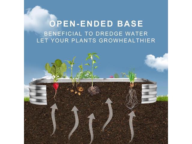 Galvanized Raised Garden Bed Kit, Large Metal Raised Garden Beds for Vegetables, Galvanized Planter Raised Garden Boxes Outdoor (Silver)