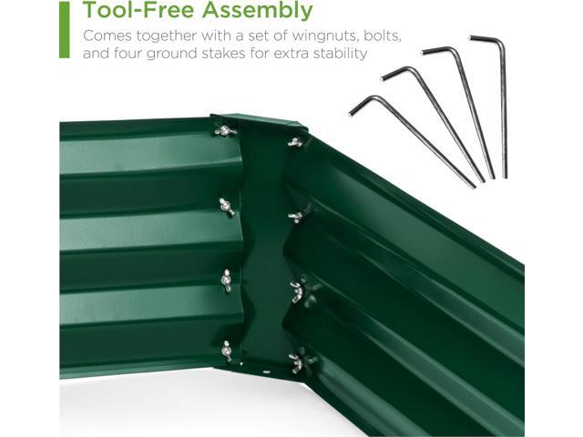 Best Choice Products 6x3x1ft Outdoor Metal Raised Garden Bed Box Vegetable Planter for Vegetables, Flowers, Herbs, and Succulents - Dark Green
