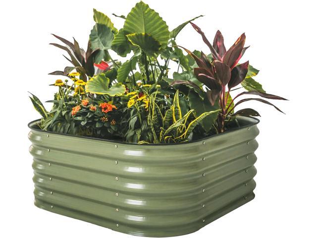Vego garden Raised Garden Bed Kit, 17' Tall 4 in 1 Modular Metal Raised Garden Beds Kit, Metal Planter Box for Vegetables, Flowers, Herbs, Olive Green