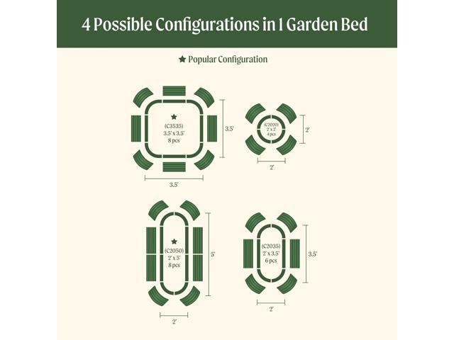 Vego garden Raised Garden Bed Kit, 17' Tall 4 in 1 Modular Metal Raised Garden Beds Kit, Metal Planter Box for Vegetables, Flowers, Herbs, Olive Green