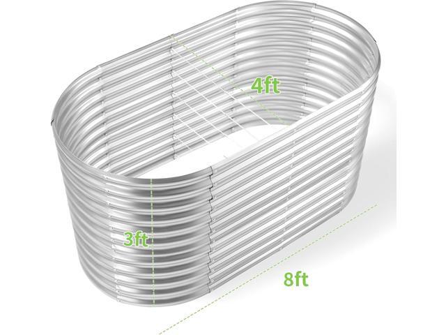 Land Guard 8x4x3ft Oval Galvanized Raised Garden Beds, Large-Capacity Metal Planter Box Outdoor, Durable Deep Raised Garden Bed 3ft Tall, Raised...