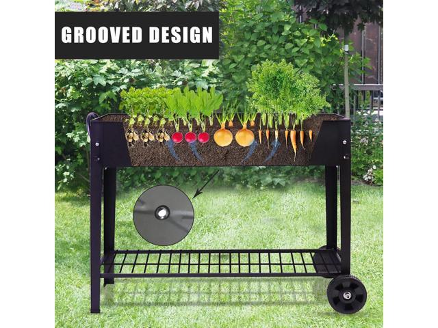 Raised Garden Planter Beds with Wheels Legs, Large Planters Box for Indoor Outdoor Plants,Metal Galvanized Elevated Rectangle Herb Planter Box for...