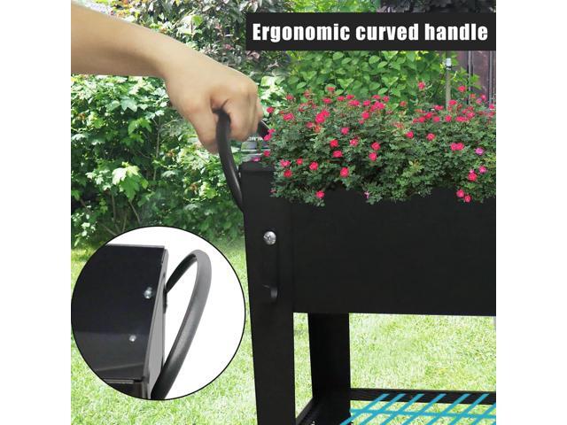 Raised Garden Planter Beds with Wheels Legs, Large Planters Box for Indoor Outdoor Plants,Metal Galvanized Elevated Rectangle Herb Planter Box for...