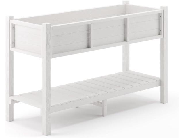 LUE BONA Raised Garden Bed with Tools, 47*18*29 in, Poly Elevated Planter Box with Legs And Storage Shelf, Weather Resistant, 3-Year Warranty,...