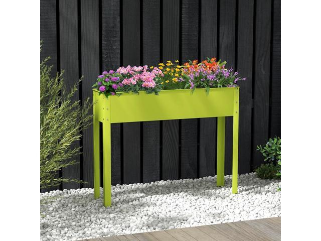 HAPPYGRILL Raised Garden Bed, 31.5 Elevated Planter Box w/Legs, Drainage Hole, Hemming Design, Metal Garden Box for Vegetable Herb, Outdoor Raised...