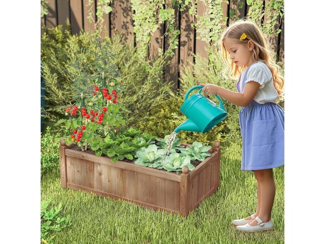 HAPPYGRILL Wood Raised Garden Bed, 46 x 24 x 16 Rectangular Flower Box w/Drainage Holes for Growing Vegetables, Flowers, Herbs, Outdoor Planter Box...