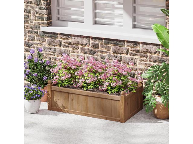 HAPPYGRILL Wood Raised Garden Bed, 46 x 24 x 16 Rectangular Flower Box w/Drainage Holes for Growing Vegetables, Flowers, Herbs, Outdoor Planter Box...