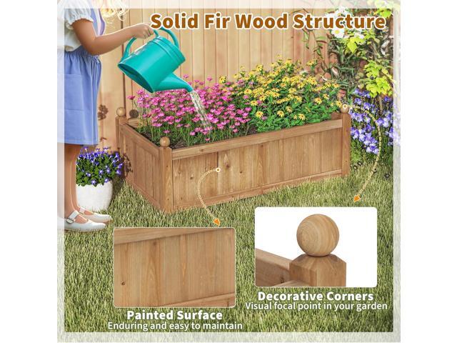HAPPYGRILL Wood Raised Garden Bed, 46 x 24 x 16 Rectangular Flower Box w/Drainage Holes for Growing Vegetables, Flowers, Herbs, Outdoor Planter Box...