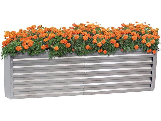 Sunnydaze 71-Inch Rectangular Raised Garden Bed - Galvalume Steel Vegetable Flower Bed Planter Kit - Silver