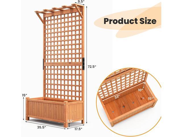 Giantex 2 Pcs Raised Garden Bed with Trellis & Roof, 72.5' Wooden Garden Bed, High Trellis for Plant Flower Climbing Pot Hanging, Indoor & Outdoor...