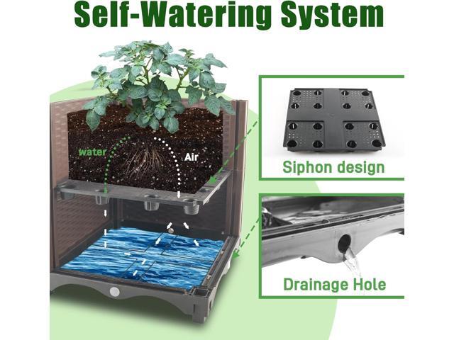 Raised Garden Bed Planter Box with Trellis, 62.2' Self-Watering Tomato Planters for Climbing Plants Vine Flowers Outdoor Patio, Tomatoes Cage with...