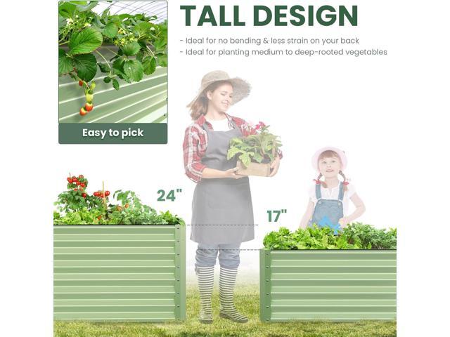 Galvanized Raised Garden Bed Box 24' Tall Beds for Gardening Planter Outdoor Garden Boxes Raised Metal Beds for Vegetables 72'X36'X24', Sage Green
