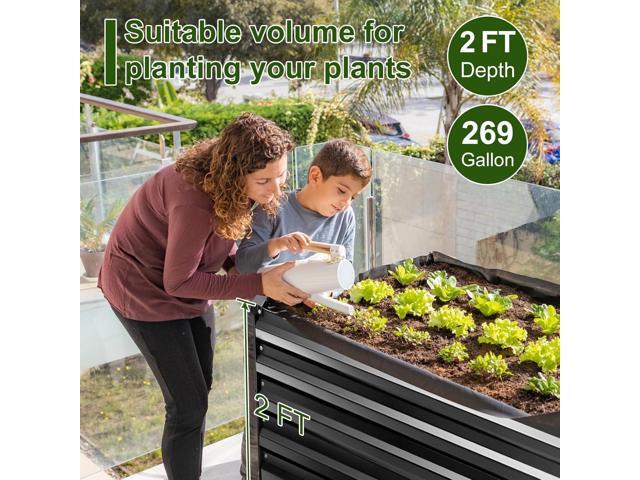 EDOSTORY Metal Raised Bed Garden Bed Kit, 6x3x2ft Tall Galvanized Planter Raised Garden Boxes Outdoor, Large Metal Raised Garden Beds for Flowers,...