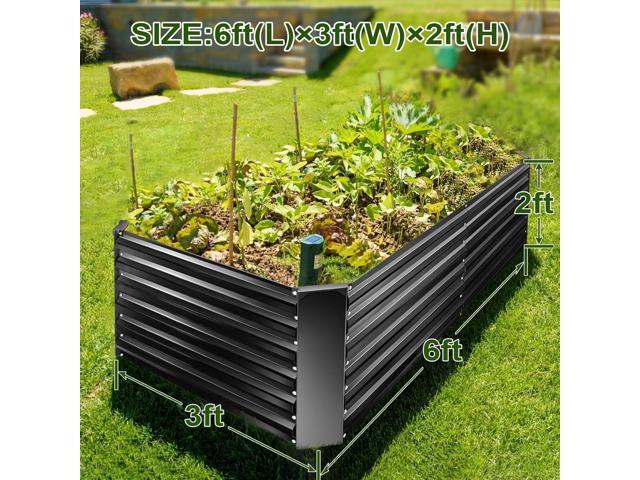 EDOSTORY Metal Raised Bed Garden Bed Kit, 6x3x2ft Tall Galvanized Planter Raised Garden Boxes Outdoor, Large Metal Raised Garden Beds for Flowers,...