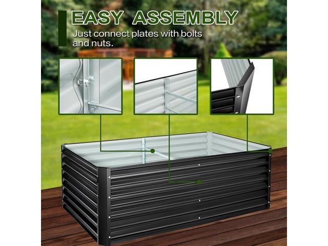 EDOSTORY Metal Raised Bed Garden Bed Kit, 6x3x2ft Tall Galvanized Planter Raised Garden Boxes Outdoor, Large Metal Raised Garden Beds for Flowers,...