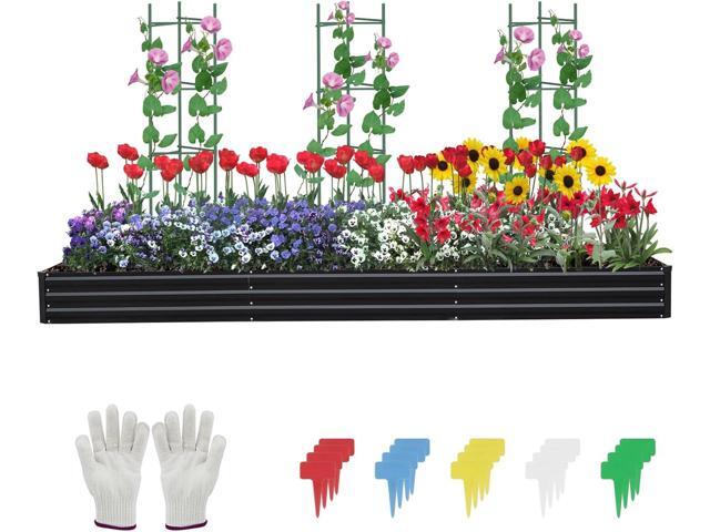 12×4×1ft Galvanized Metal Raised Garden Bed, Metal Planter Kit Box Outdoor for Deep-Rooted Vegetables, Flowers, Green and Herbs