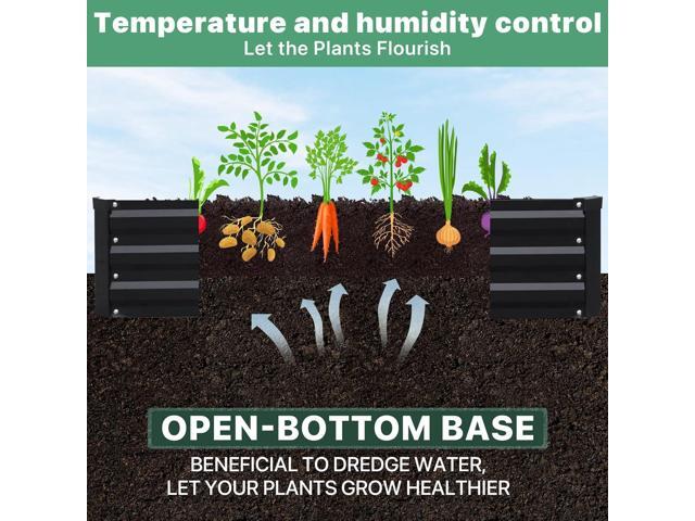 12×4×1ft Galvanized Metal Raised Garden Bed, Metal Planter Kit Box Outdoor for Deep-Rooted Vegetables, Flowers, Green and Herbs