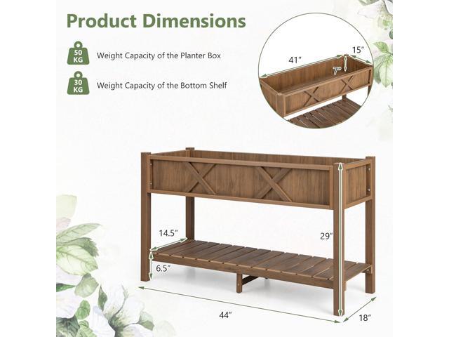 Giantex HIPS Raised Garden Bed, Elevated Planter Box w/Legs, Storage Shelf, Drainage Holes, Weather-Proof Standing Raised Beds for Backyard Porch...