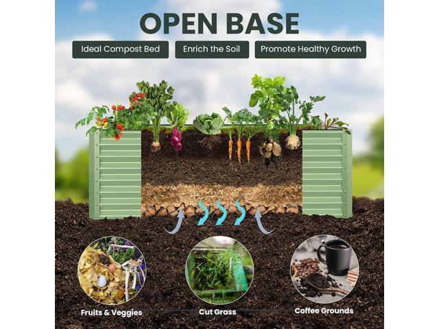 Galvanized Raised Garden Bed Box 24' Tall Beds for Gardening Planter Outdoor Garden Boxes Raised Metal Beds for Vegetables 72'X36'X24', Sage Green