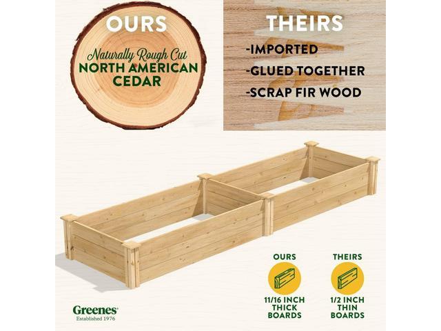 Greenes Fence Original Cedar Raised Garden Bed, 2' x 8' x 10.5' (2-Pack) - Made in USA with North American Cedar