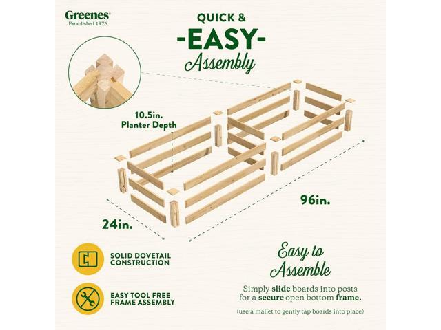 Greenes Fence Original Cedar Raised Garden Bed, 2' x 8' x 10.5' (2-Pack) - Made in USA with North American Cedar