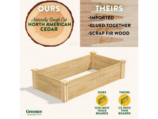 Greenes Fence Original Cedar Raised Garden Bed, 2' x 4' x 10.5' (3-Pack) - Made in USA with North American Cedar