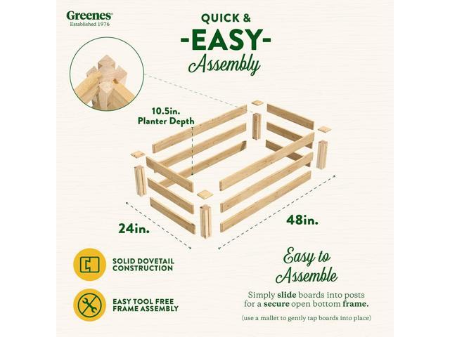 Greenes Fence Original Cedar Raised Garden Bed, 2' x 4' x 10.5' (3-Pack) - Made in USA with North American Cedar