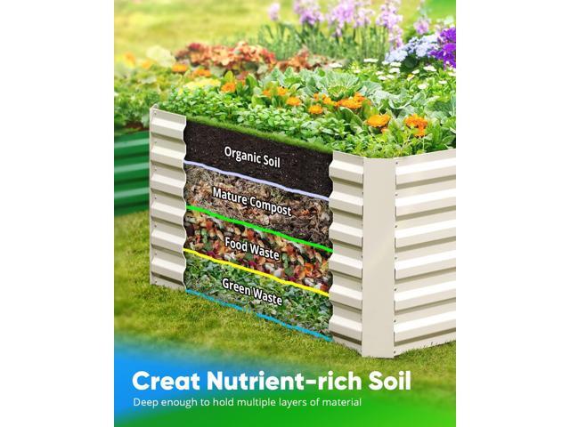 Quictent Galvanized Raised Garden Bed 8x4x2 Ft Tall Metal Planter Box for Vegetables Bottomless for Backyard, 2 Tomato Cages Included, 22.04' Deep,...
