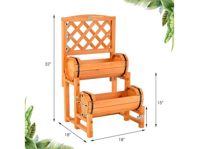 S AFSTAR 2 Tier Raised Garden Bed with Trellis, Wooden Planter Box with Diamond Lattice Trellis, Elevated Planter Bed for Vine Climbing Plants...