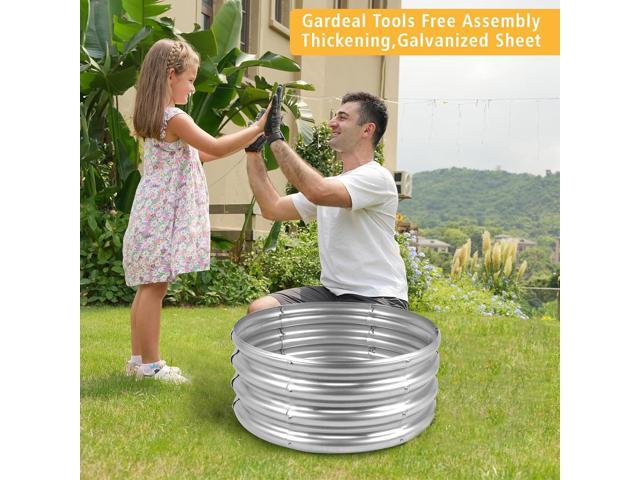 Garden Galvanized Raised Garden Bed Kit - Metal Planter Boxes for Vegetables/Herbs/Flowers, Heavy-Duty Steel Outdoor Garden Box with Reinforced...
