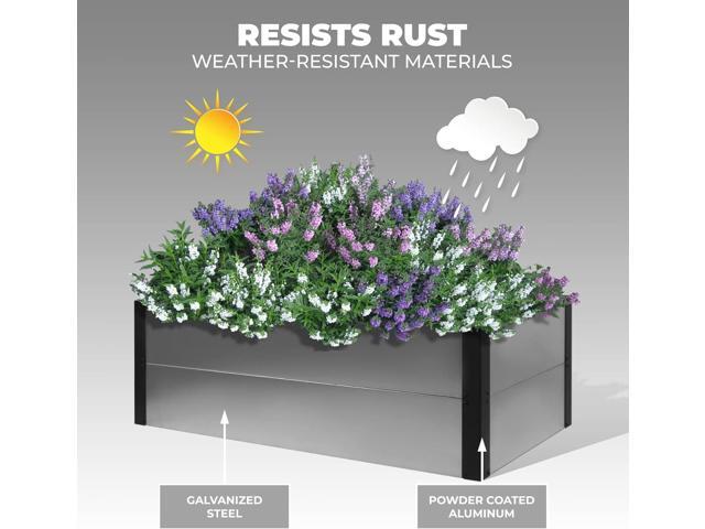 Outland Living Galvanized Metal Raised Garden Bed for Gardening with Aluminum Corner Brackets - Planter Box for Outdoor Plants, Vegetables, Herbs,...