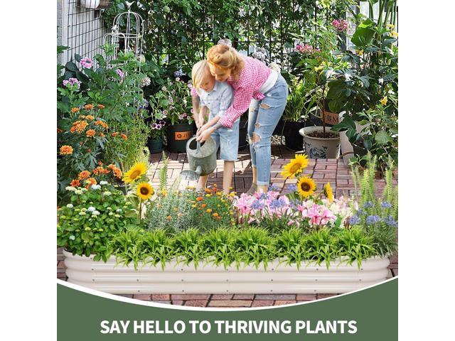 1MORE Galvanized Raised Garden Bed- Planter Garden Boxes Outdoor, Raised Beds for Gardening, 8x2x1ft Metal Garden Bed Kit for Vegetables Flower,...