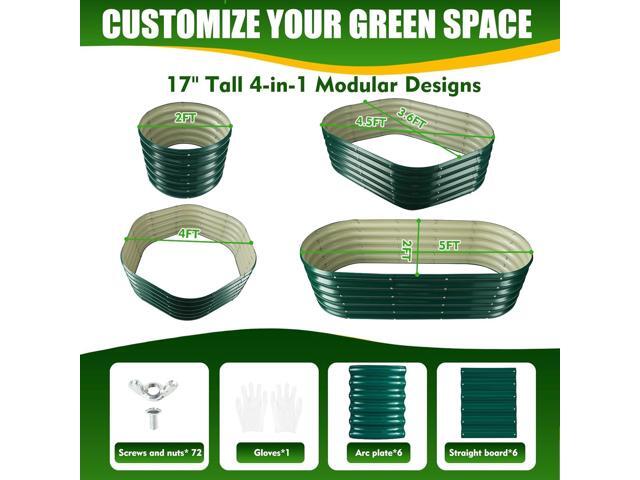 17' Tall Elevated Oval Metal Raised Garden Bed - 5ft x 2ft in Size and 0.8MM Thick Durable Planter Bed/Box for Vegetables Flowers Succulent at...