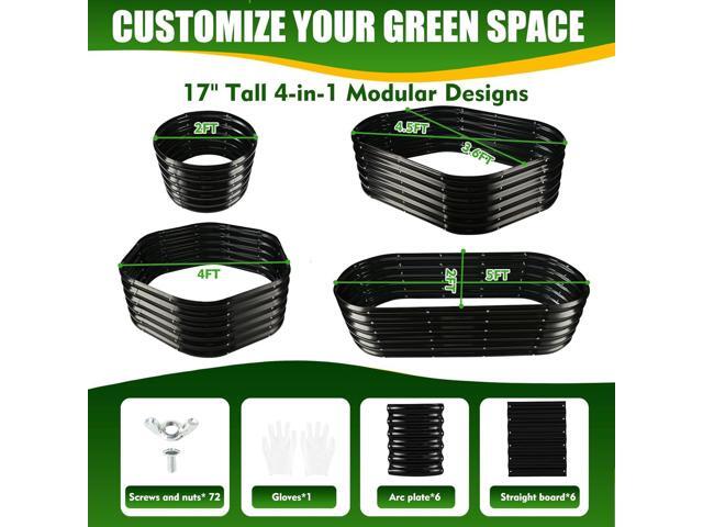 17' Tall Elevated Oval Metal Raised Garden Bed - 5ft x 2ft in Size and 0.8MM Thick Durable Planter Bed/Box for Vegetables Flowers Succulent at...