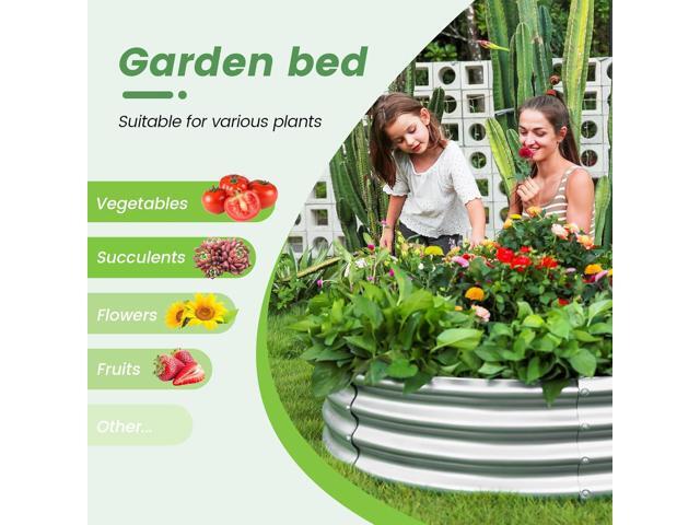 Land Guard Galvanized Raised Garden Bed Kit, Galvanized Planter Raised Garden Boxes Outdoor, Round Large Metal Raised Garden Beds for Vegetables