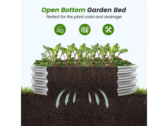 Land Guard Galvanized Raised Garden Bed Kit, Galvanized Planter Raised Garden Boxes Outdoor, Round Large Metal Raised Garden Beds for Vegetables