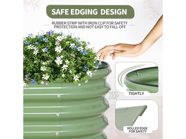 Galvanized Raised Garden Bed Outdoor- Raised Beds for Gardening Metal Planter Box, Steel Raised Garden Bed Kit with Safety Edging and Gloves for...
