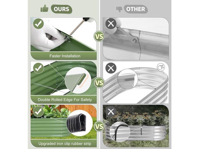 Galvanized Raised Garden Bed Outdoor- Raised Beds for Gardening Metal Planter Box, Steel Raised Garden Bed Kit with Safety Edging and Gloves for...