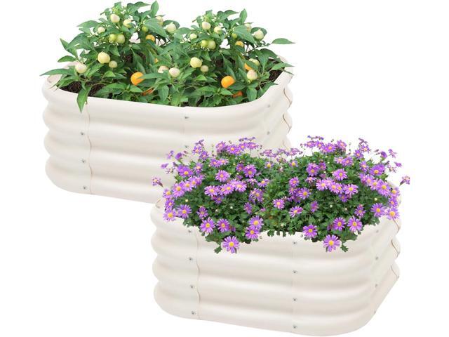 2-Pack 2x1ft Galvanized Raised Garden Bed, Outdoor Planter Bed, Metal Planter Box for Gardening and Planting