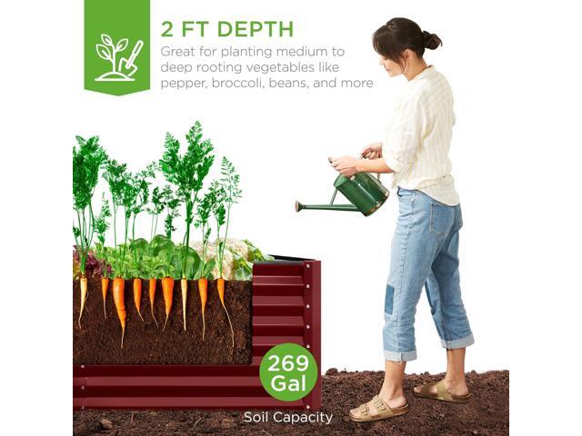 Best Choice Products 6x3x2ft Outdoor Metal Raised Garden Bed, Deep Root Box Planter for Vegetables, Flowers, Herbs, and Succulents w/ 269 Gallon...