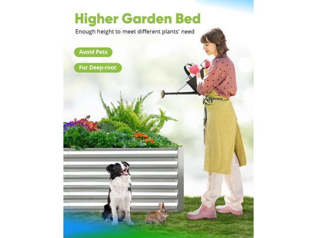 Quictent Galvanized Raised Garden Bed 8x4x2 Ft Tall Metal Planter Box for Vegetables Outdoor Bottomless for Backyard, 2 Tomato Cages Included,...