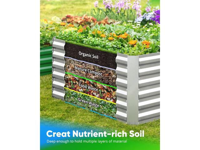 Quictent Galvanized Raised Garden Bed 8x4x2 Ft Tall Metal Planter Box for Vegetables Outdoor Bottomless for Backyard, 2 Tomato Cages Included,...
