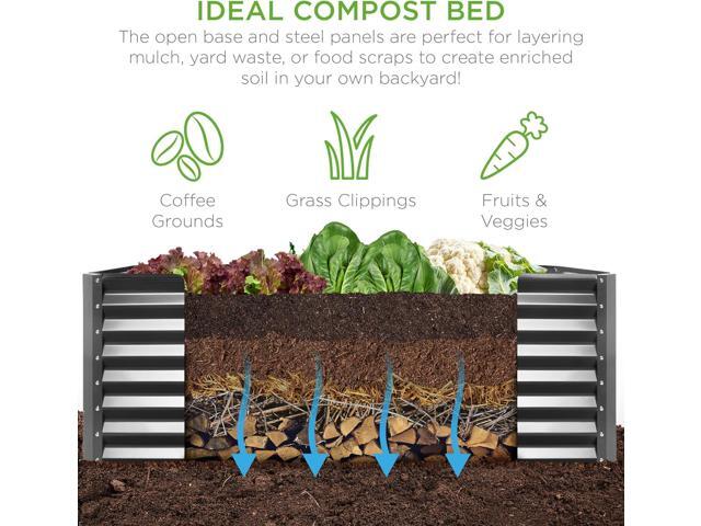 Best Choice Products 8x4x2ft Outdoor Metal Raised Garden Bed, Deep Root Planter Box for Vegetables, Flowers, Herbs, and Succulents w/ 478 Gallon...