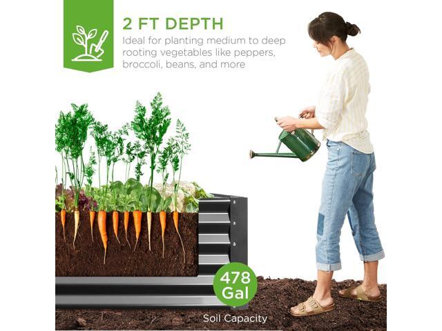 Best Choice Products 8x4x2ft Outdoor Metal Raised Garden Bed, Deep Root Planter Box for Vegetables, Flowers, Herbs, and Succulents w/ 478 Gallon...